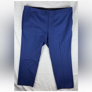 Jack Victor Wool Blue Flat Front 48x27 Dress Pants Cuffed Ankles Stretch Ripstop